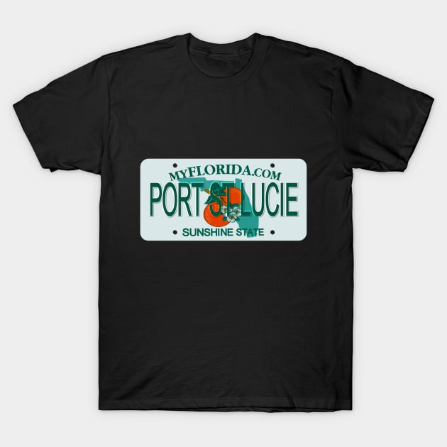 Port St Lucie Florida License Plate T-Shirt by Mel's Designs